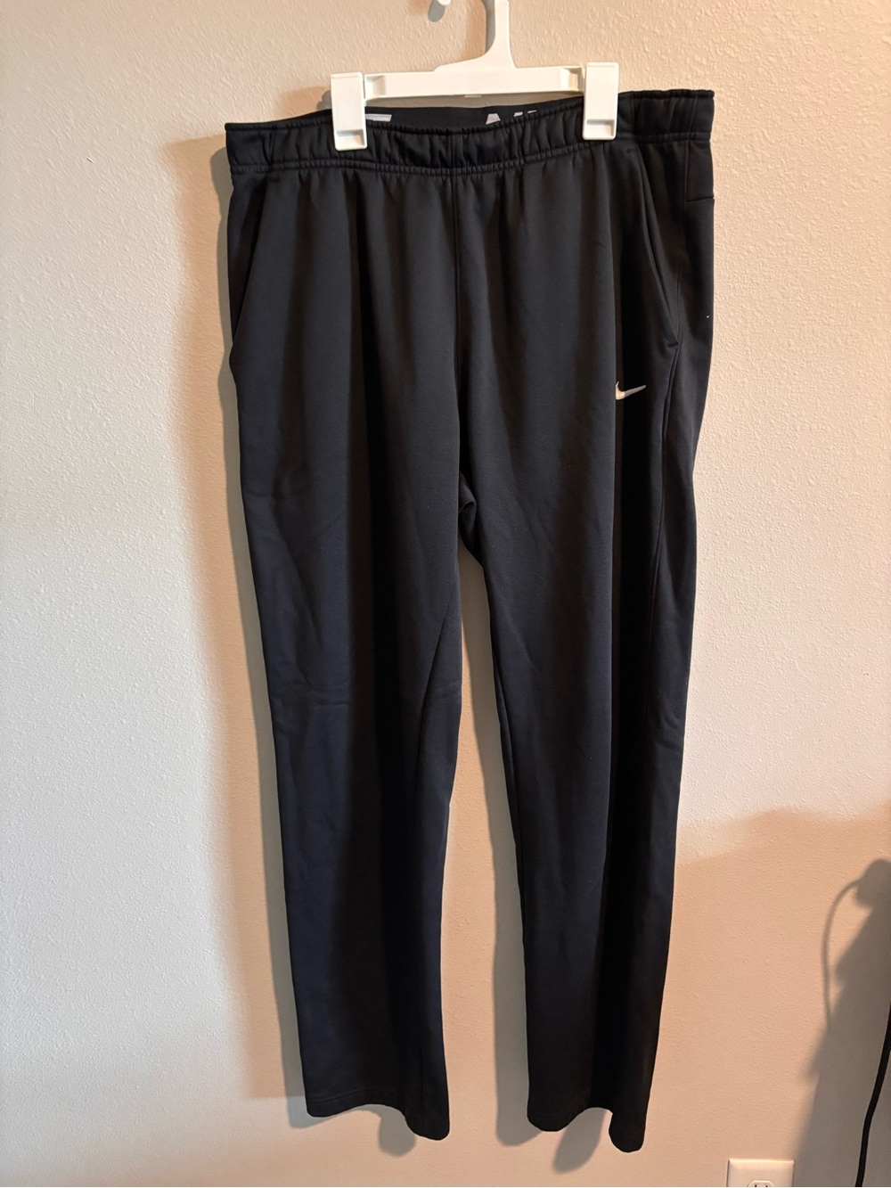 Nike Men’s Black Performance Joggers with White Swoosh Size L